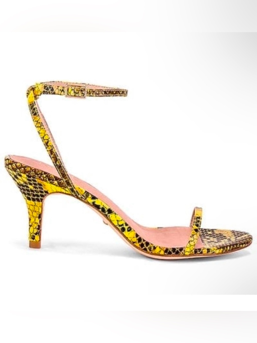 RAYE Snakeskin Sandals Heels Kitten Low Heel Strappy 8 8.5